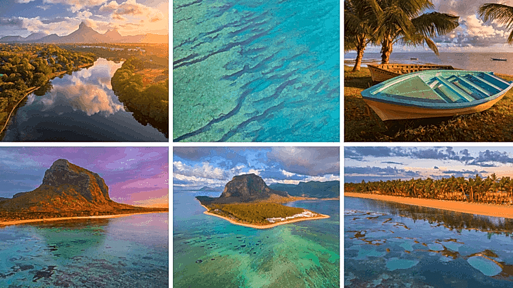 Scenic landscapes and coastlines of Mauritius at sunset
