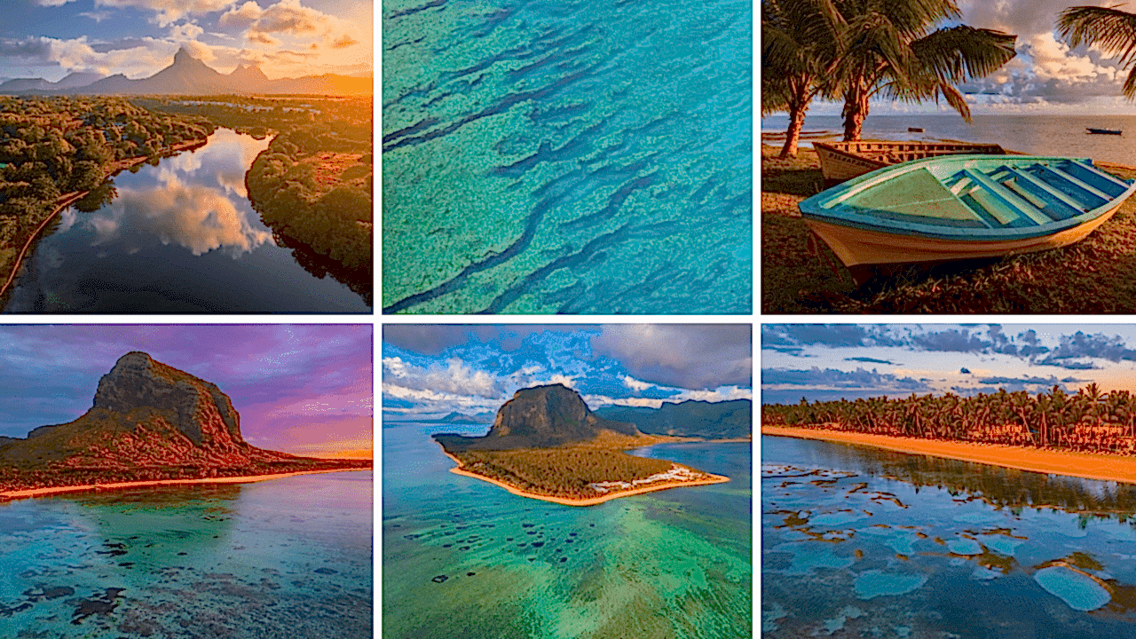 Scenic landscapes and coastlines of Mauritius at sunset