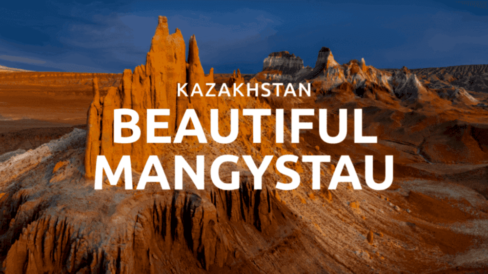 Stunning rock formations in Mangystau, Kazakhstan under a blue sky