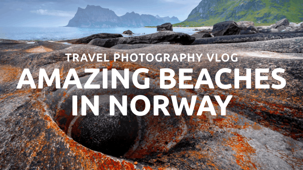 Lofoten beaches with rocky coastline and dramatic mountains, Norway