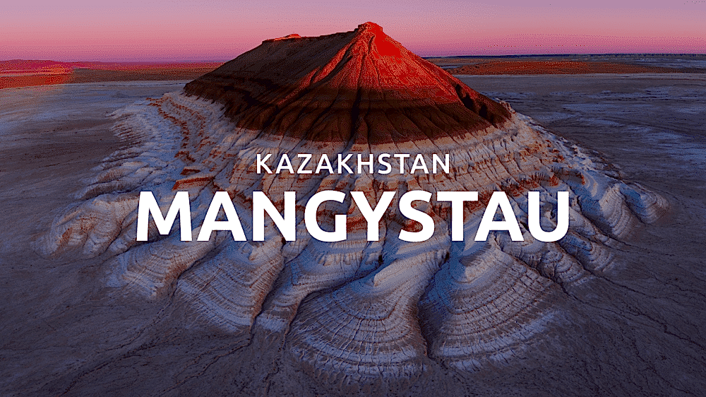 Sunset over the unique landscape of Mangystau, Kazakhstan