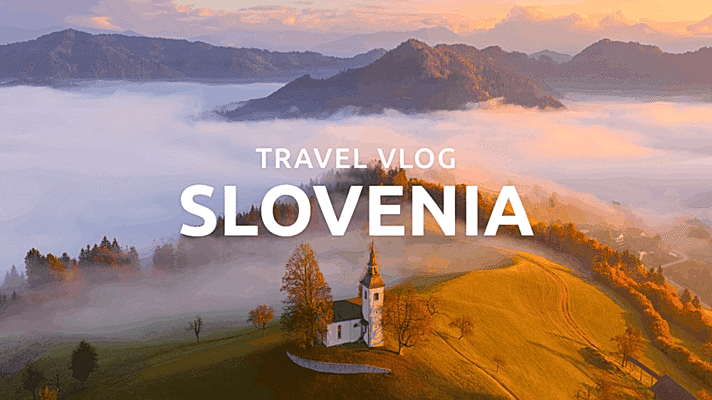 Scenic view of a church on a hill in Slovenia at sunrise