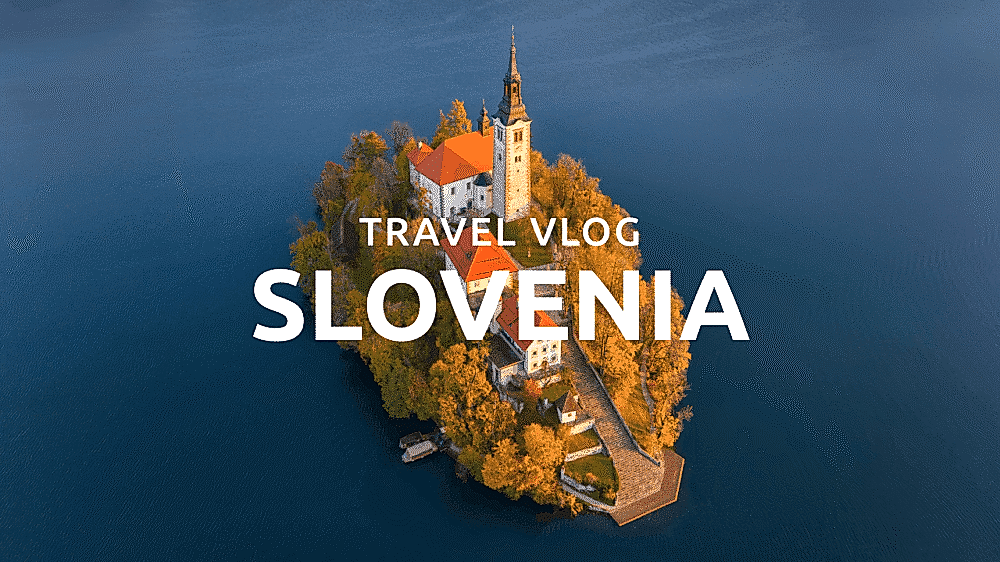 Aerial view of Bled Island with a church, Slovenia